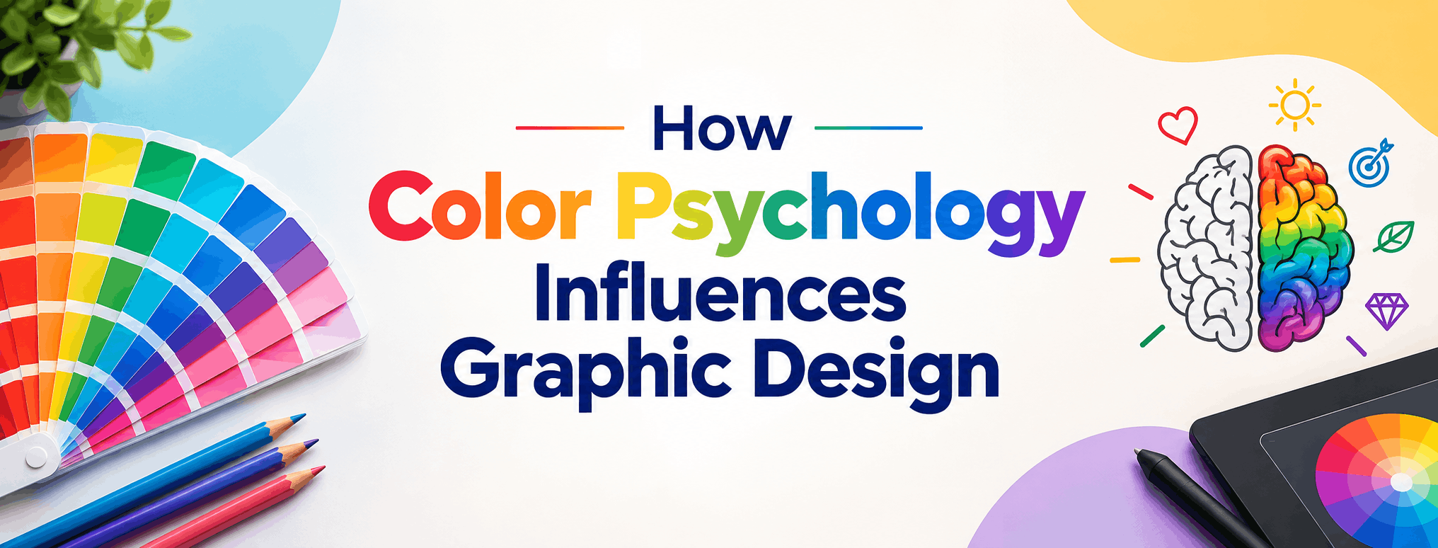 Color wheel and palette illustrating color psychology in graphic design