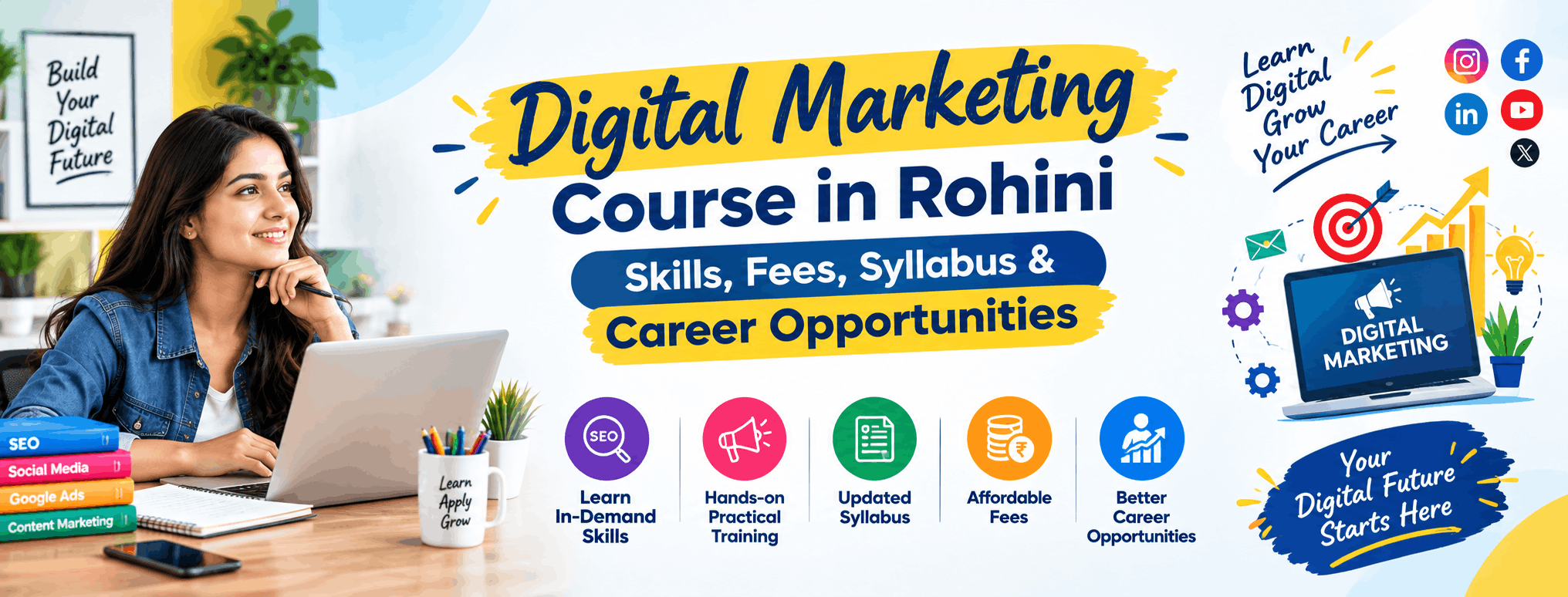 Students learning digital marketing course in Rohini classroom